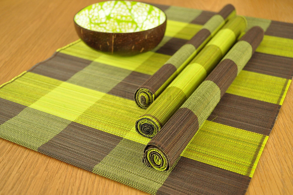 Thumbnail: handmade bamboo placemat wooden table mat brown red green blue orange yellow purple pink black cream