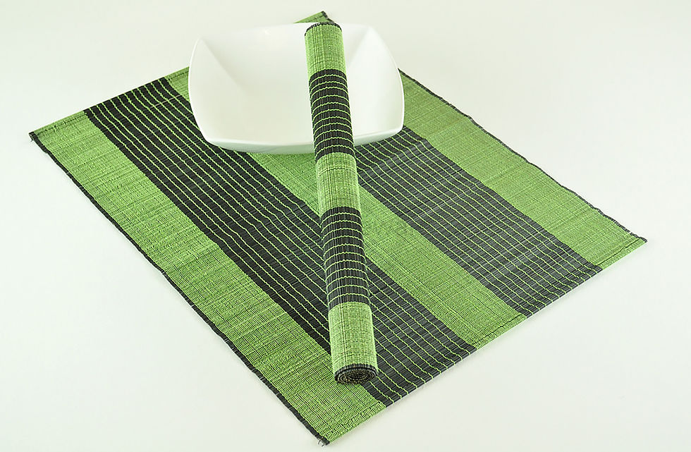 Thumbnail: handwoven bamboo placemat wooden table mat red cream green black brown orange blue yellow