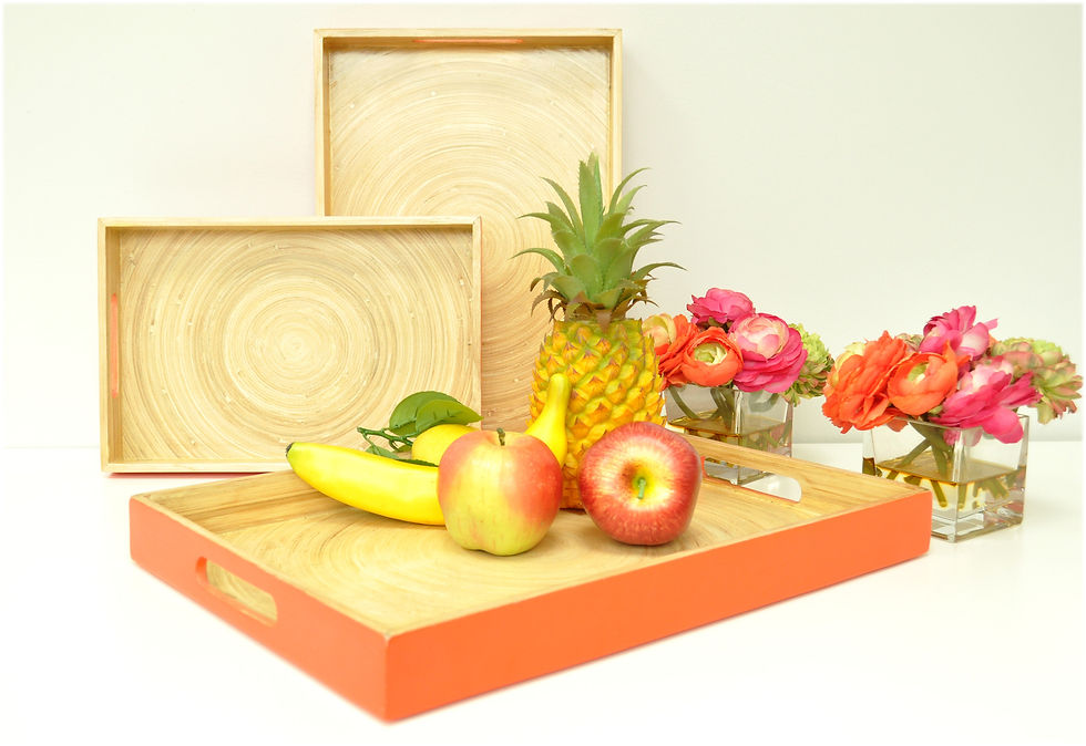 bamboo wooden tray handmade serving decorative tray blue green sage red orange yellow