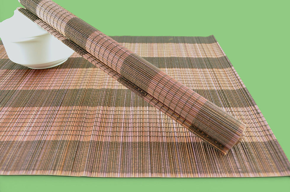 Thumbnail: handwoven bamboo placemat wooden table mat red cream green black brown orange blue yellow