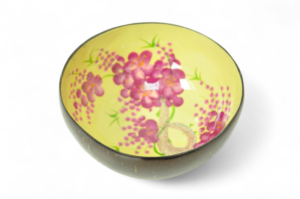 Thumbnail: hand paint coconut decorative bowl with sand inlay texture green