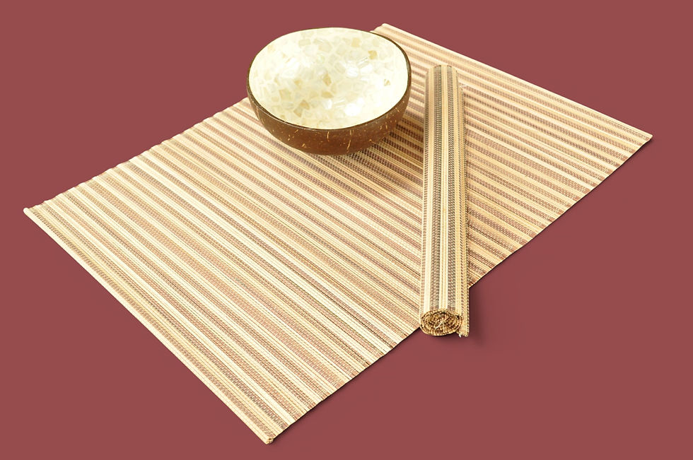 Thumbnail: handwoven bamboo placemat wooden table mat red cream green black brown orange blue yellow
