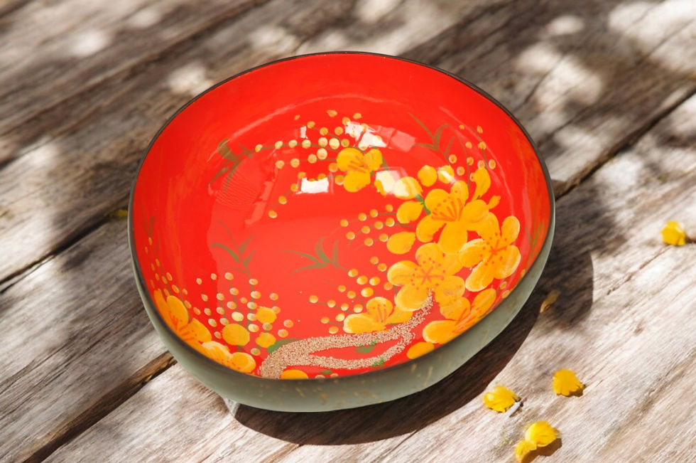 Thumbnail: hand paint coconut decorative bowl with sand inlay texture green