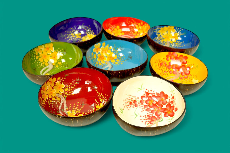 Thumbnail: hand paint coconut decorative bowl with sand inlay texture green