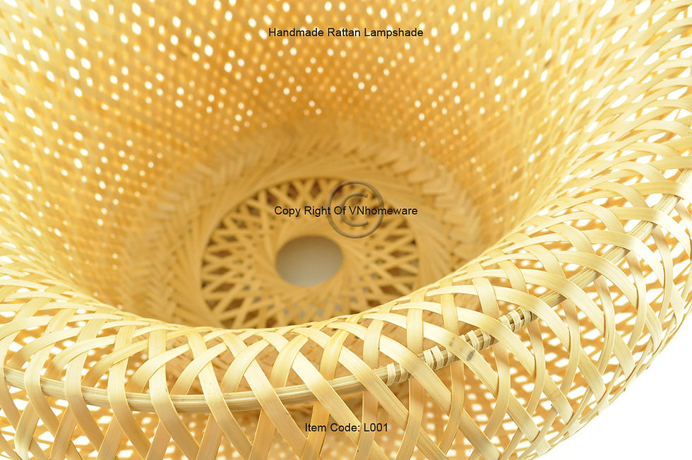 Thumbnail: large pendant lampshade and light shade of dome round shape handcrafted from sustainable bamboo rattan in natural brown