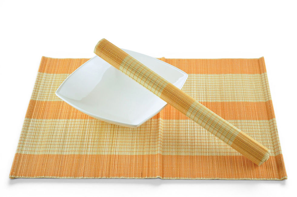 Thumbnail: handwoven bamboo placemat wooden table mat red cream green black brown orange blue yellow