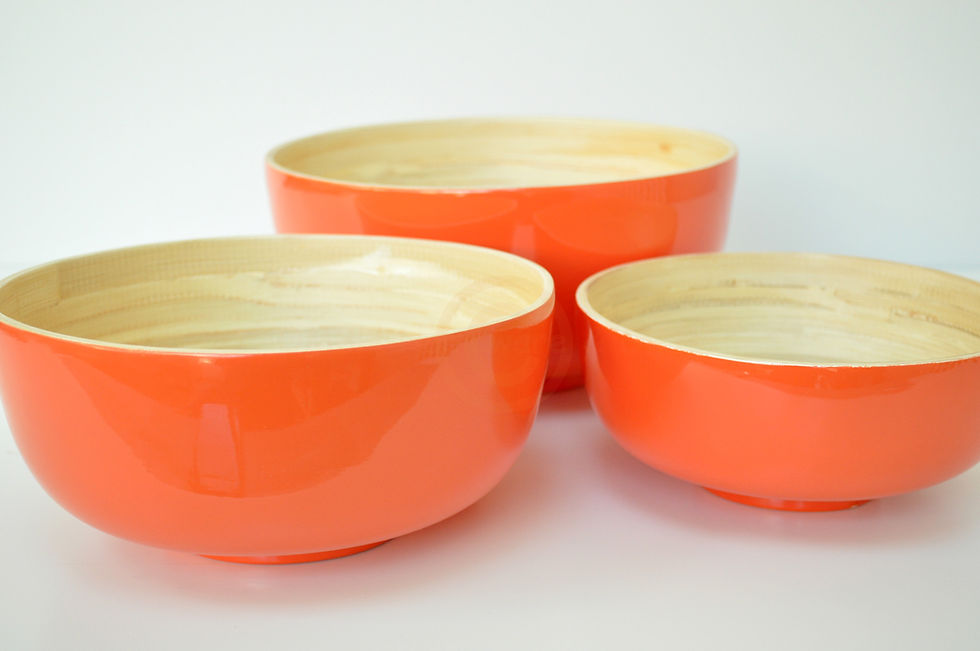 Thumbnail: bamboo rattan wicker wood bowl round oval boat shape salad fruit serving bowl brown cream green orange red white blue brown