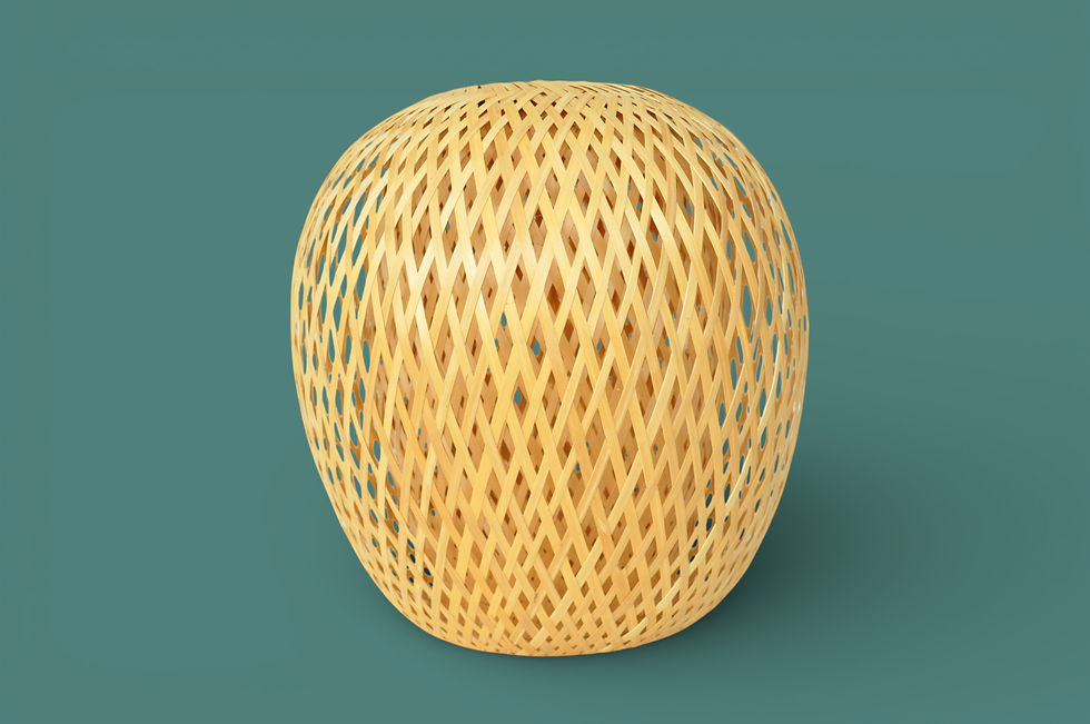 Thumbnail: pendant lampshade and light shade with apple round shape handcrafted from sustainable bamboo rattan in natural brown