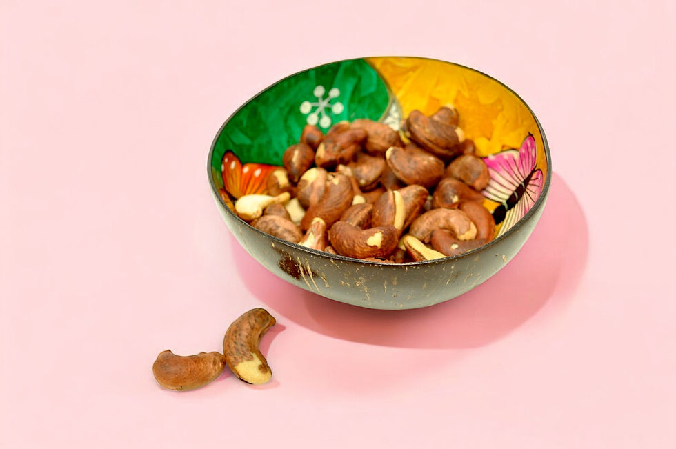 Thumbnail: hand drawn coconut decorative bowl with abstract symbol green yellow red orange blue