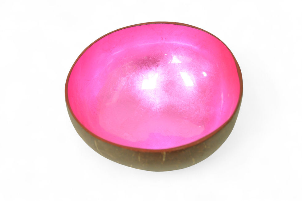 Thumbnail: handcrafted coconut bowl coated with silver leaf pink serving decorative bowl