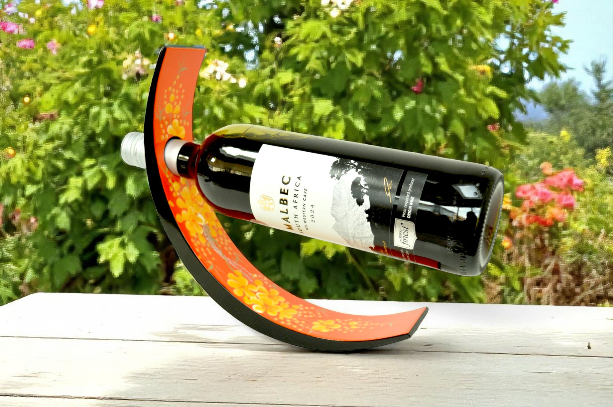 wooden wine holder lacquer abstract painting with 3D effect