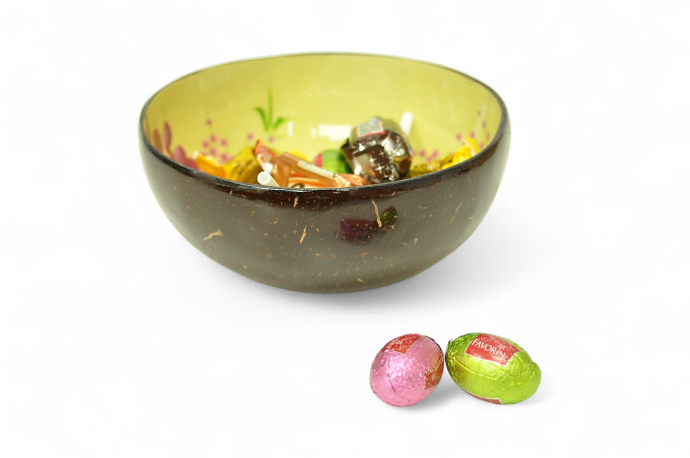 Thumbnail: hand paint coconut decorative bowl with sand inlay texture green