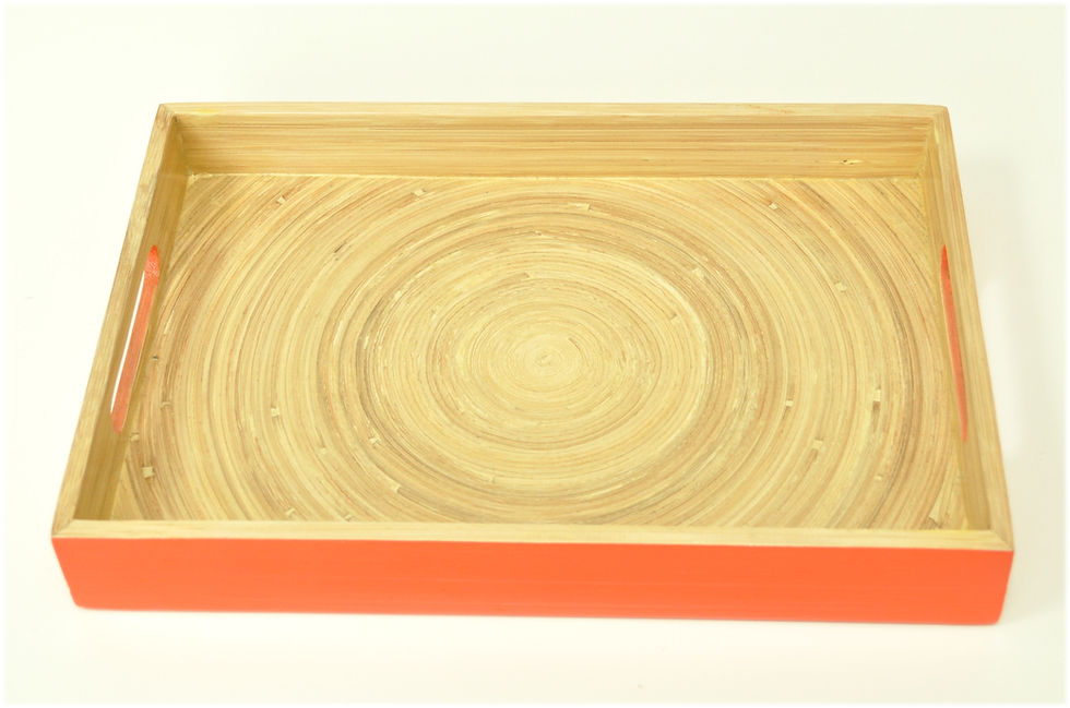 Thumbnail: bamboo wooden tray handmade serving decorative tray blue green sage red orange yellow