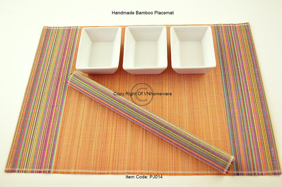Thumbnail: 4 Handmade Bamboo Placemats Table Mats Fine Quality Tableware Brown