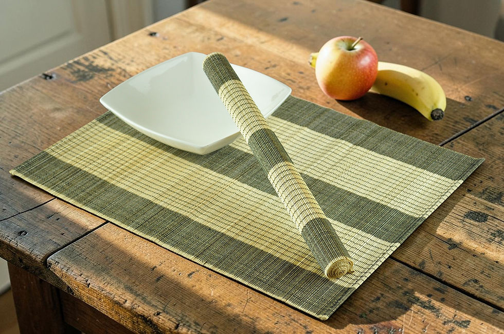 Thumbnail: handwoven bamboo placemat wooden table mat red cream green black brown orange blue yellow