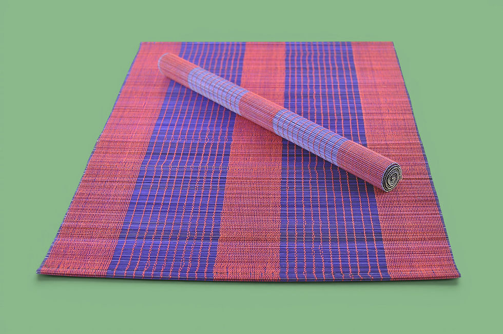 Thumbnail: handwoven bamboo placemat wooden table mat red cream green black brown orange blue yellow
