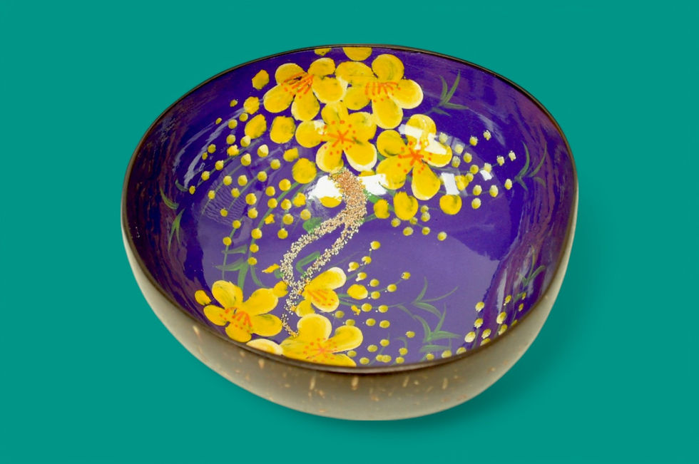 Thumbnail: hand paint coconut decorative bowl with sand inlay texture green