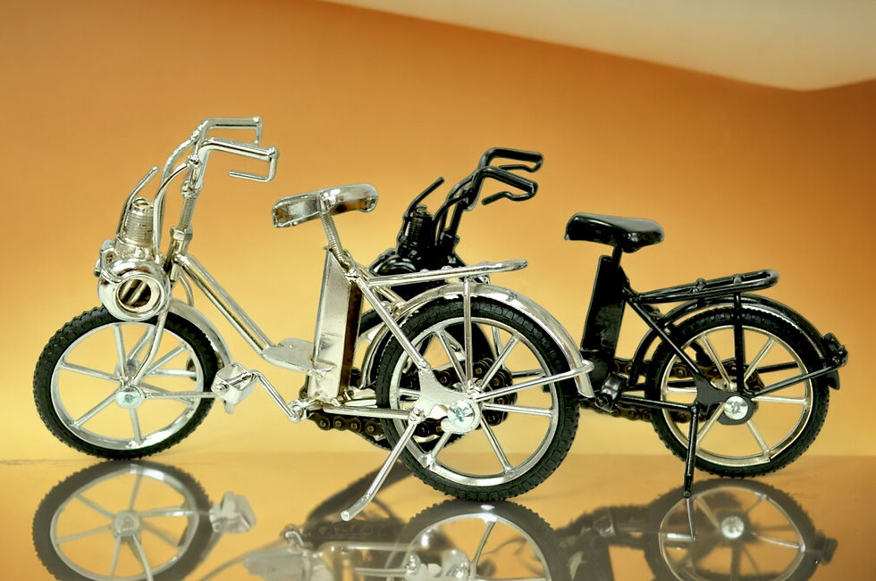 Thumbnail: handcrafted velosolex moped bicycle metal model for collectable display black chrome