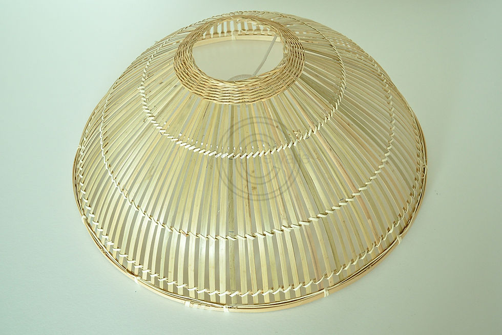Thumbnail: Eco-friendly lampshade wooden pendant ceiling shade handcrafted from bamboo rattan in cone round brown shape