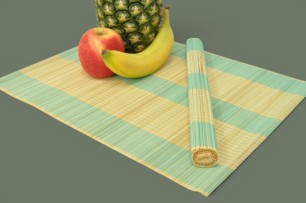 Thumbnail: handwoven bamboo placemat wooden table mat red cream green black brown orange blue yellow