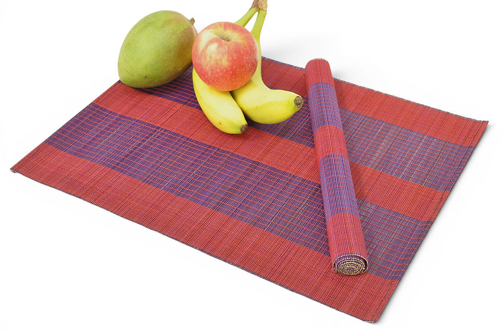 Thumbnail: handwoven bamboo placemat wooden table mat red cream green black brown orange blue yellow
