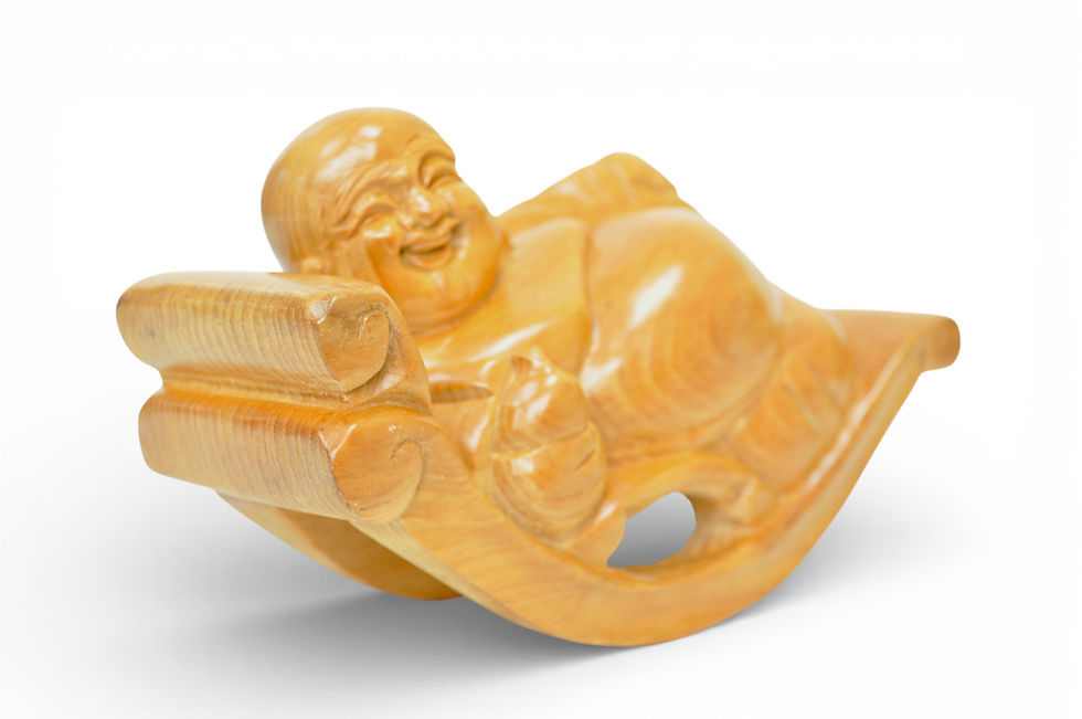 Thumbnail: wooden figure Buddha smiling Buddha handmade carved statue figure ornament