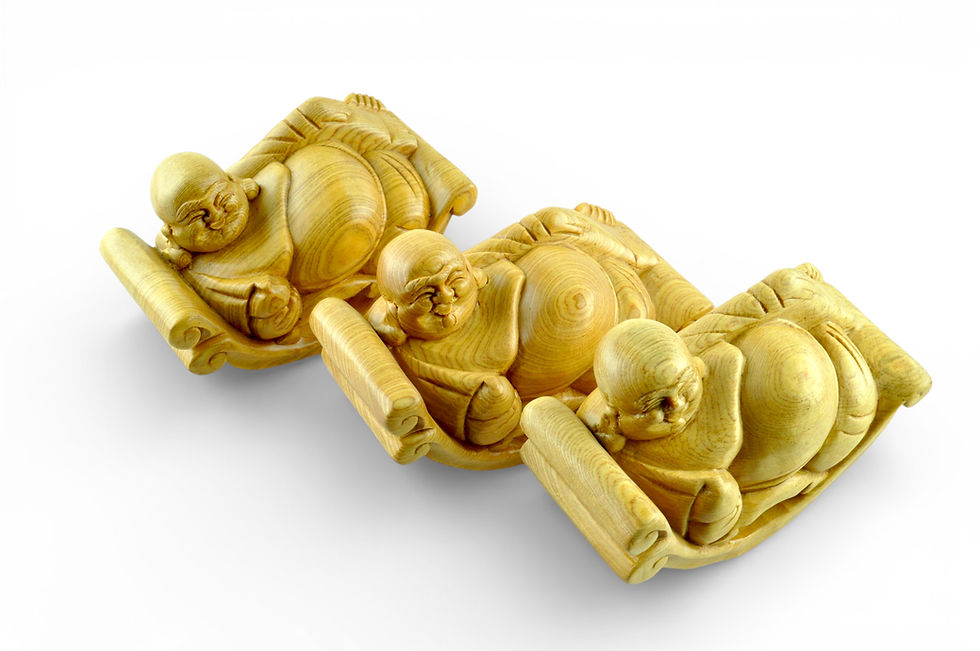 Thumbnail: wooden figure Buddha smiling Buddha handmade carved statue figure ornament