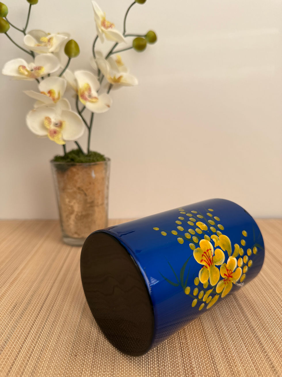 Thumbnail: Handmade wooden lacquer pen pot dry flower vase hand painted Orange, Green,Red,Blue,Yellow,Purple,Black