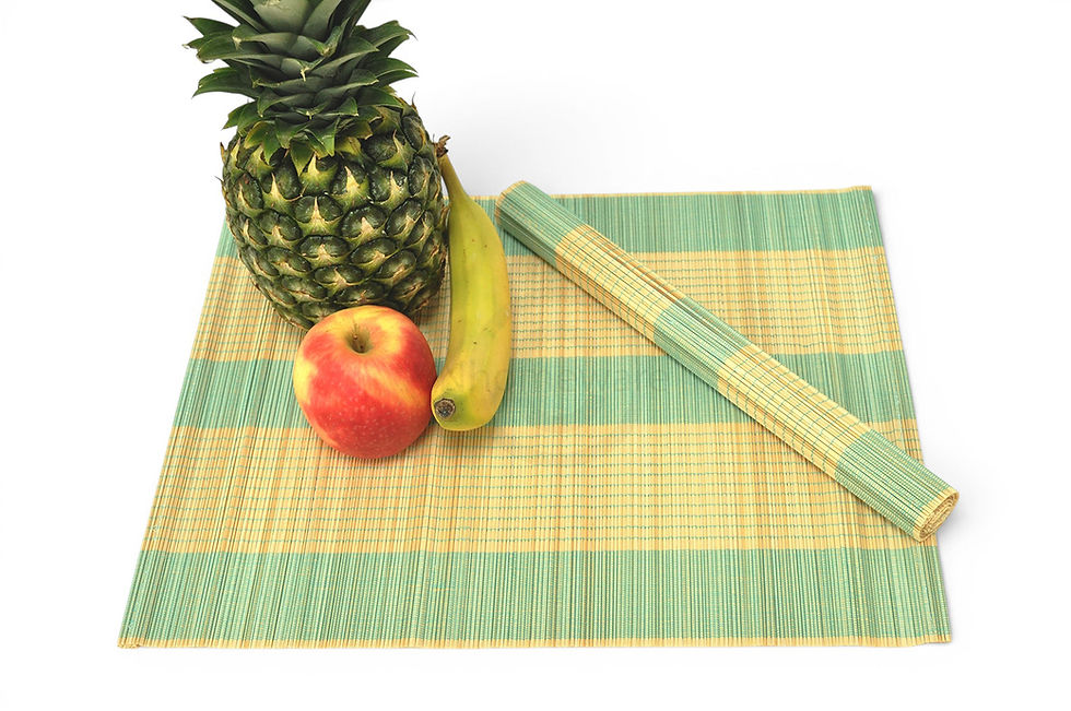 Thumbnail: handwoven bamboo placemat wooden table mat red cream green black brown orange blue yellow