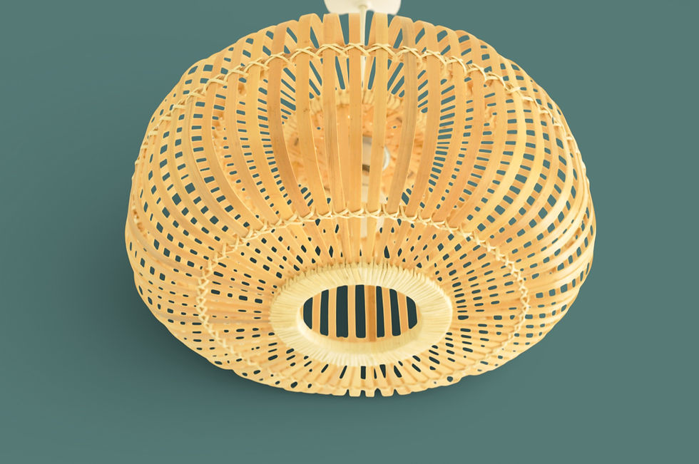Thumbnail: eco-friendly lampshade ceiling pendant light shade handcrafted from bamboo rattan in brown round shape