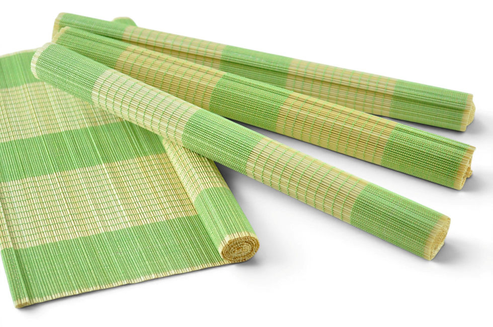 Thumbnail: handwoven bamboo placemat wooden table mat red cream green black brown orange blue yellow