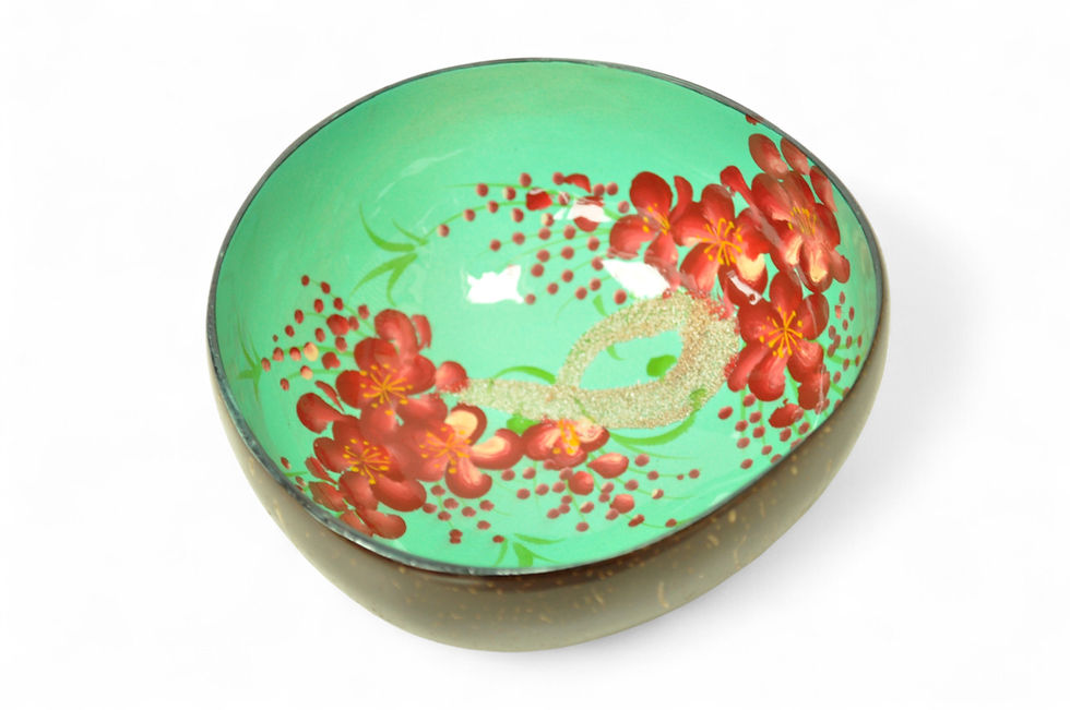 Thumbnail: hand paint coconut decorative bowl with sand inlay texture green