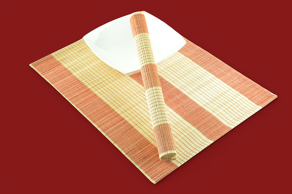 Thumbnail: handwoven bamboo placemat wooden table mat red cream green black brown orange blue yellow