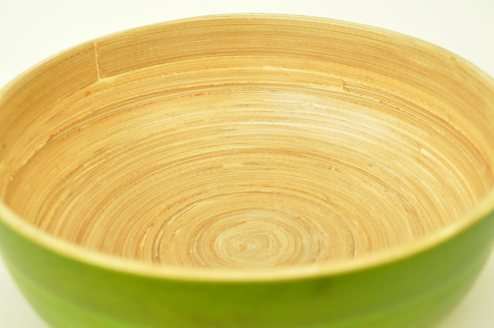 Thumbnail: Eco friendly handmade bamboo wood bowl round oval boat shape salad fruit serving bowl brown cream green orange red