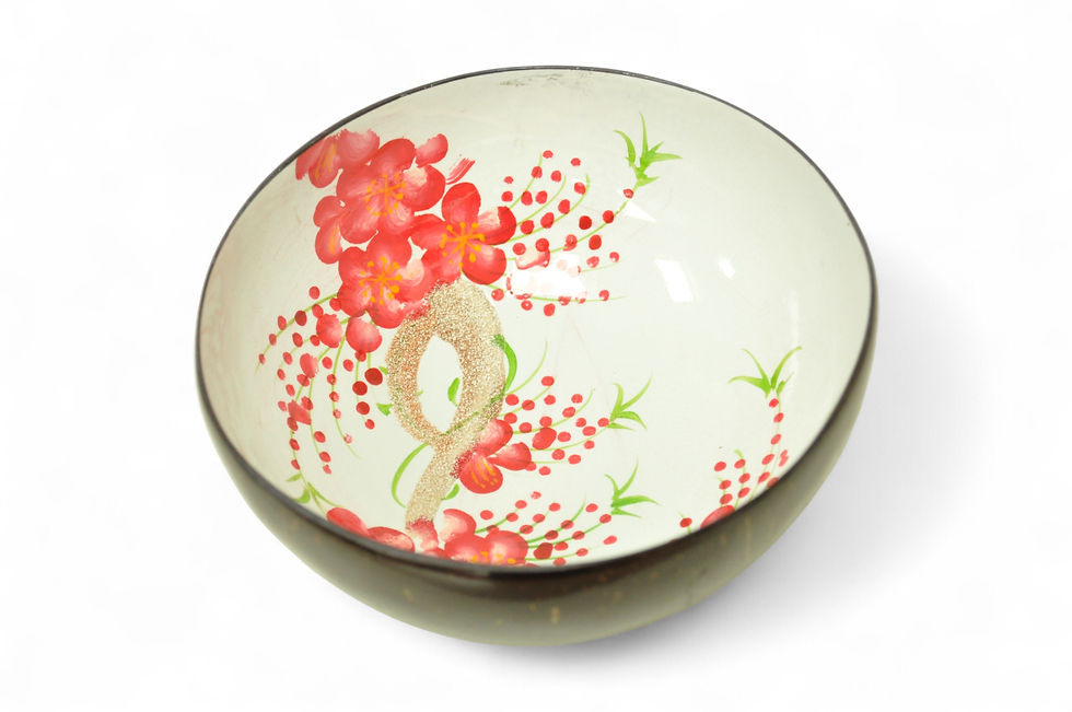 Thumbnail: hand paint coconut decorative bowl with sand inlay texture green