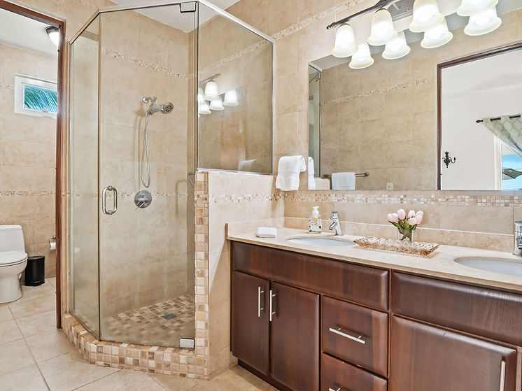 Interior master bathroom shower