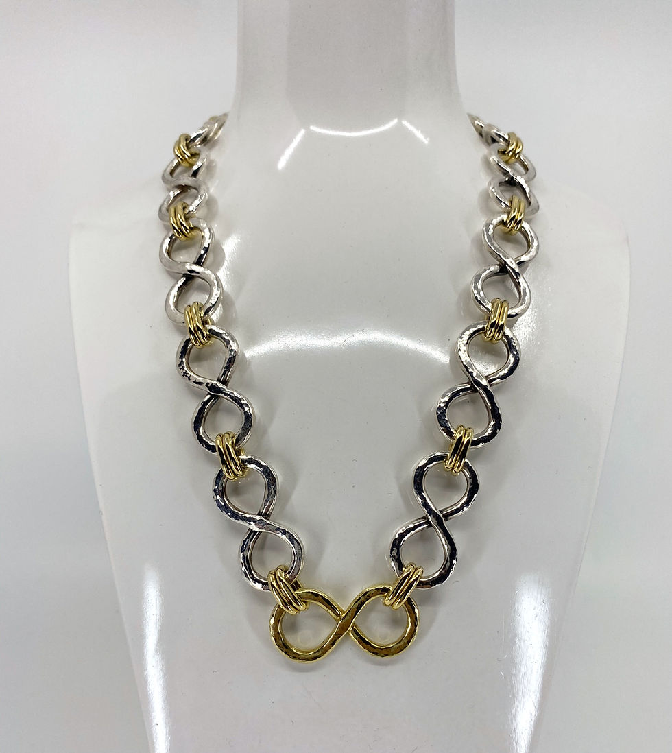 Thumbnail: 18ct YELLOW GOLD AND SILVER NECKLACE