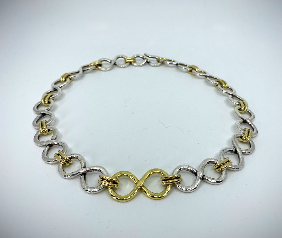 Thumbnail: 18ct YELLOW GOLD AND SILVER NECKLACE