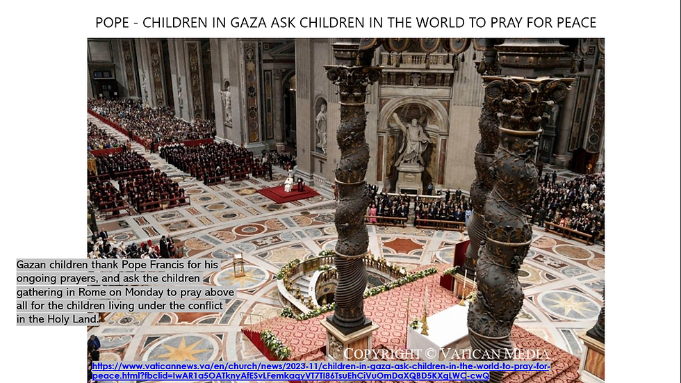 pope children in gaza ask children to pray for peace - for show me solar