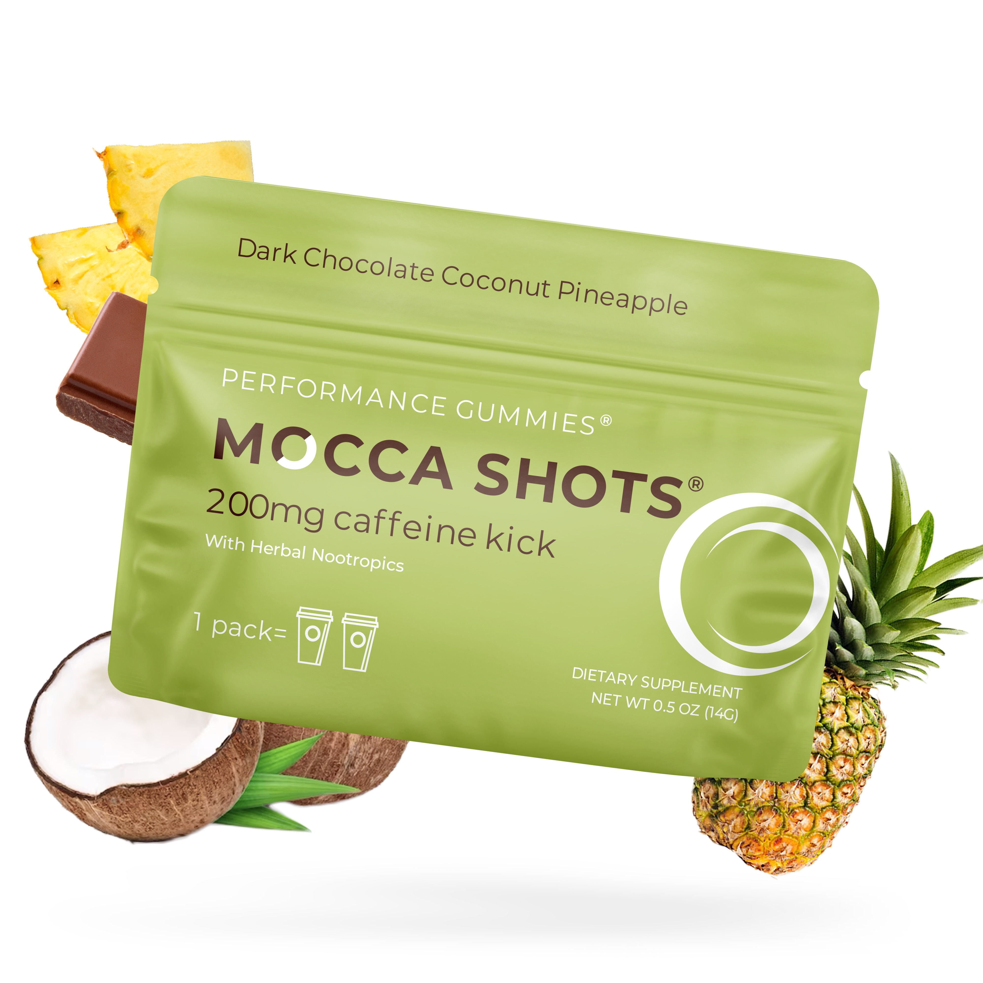 Mocca Shots Energy Gummies with Caffeine | 12-Pack - Coconut Pineapple