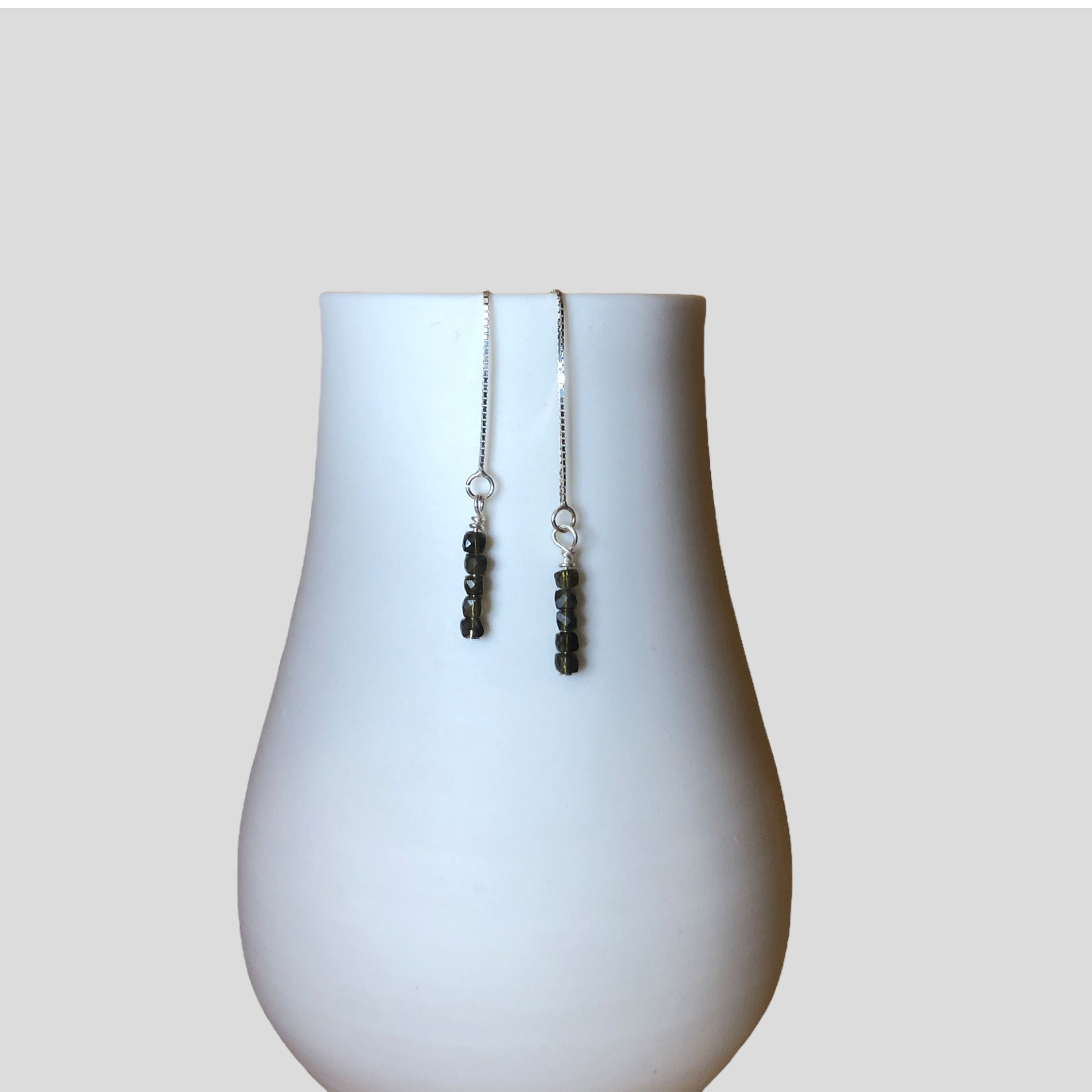 Zilveren doortrek oorbel Obsidiaan