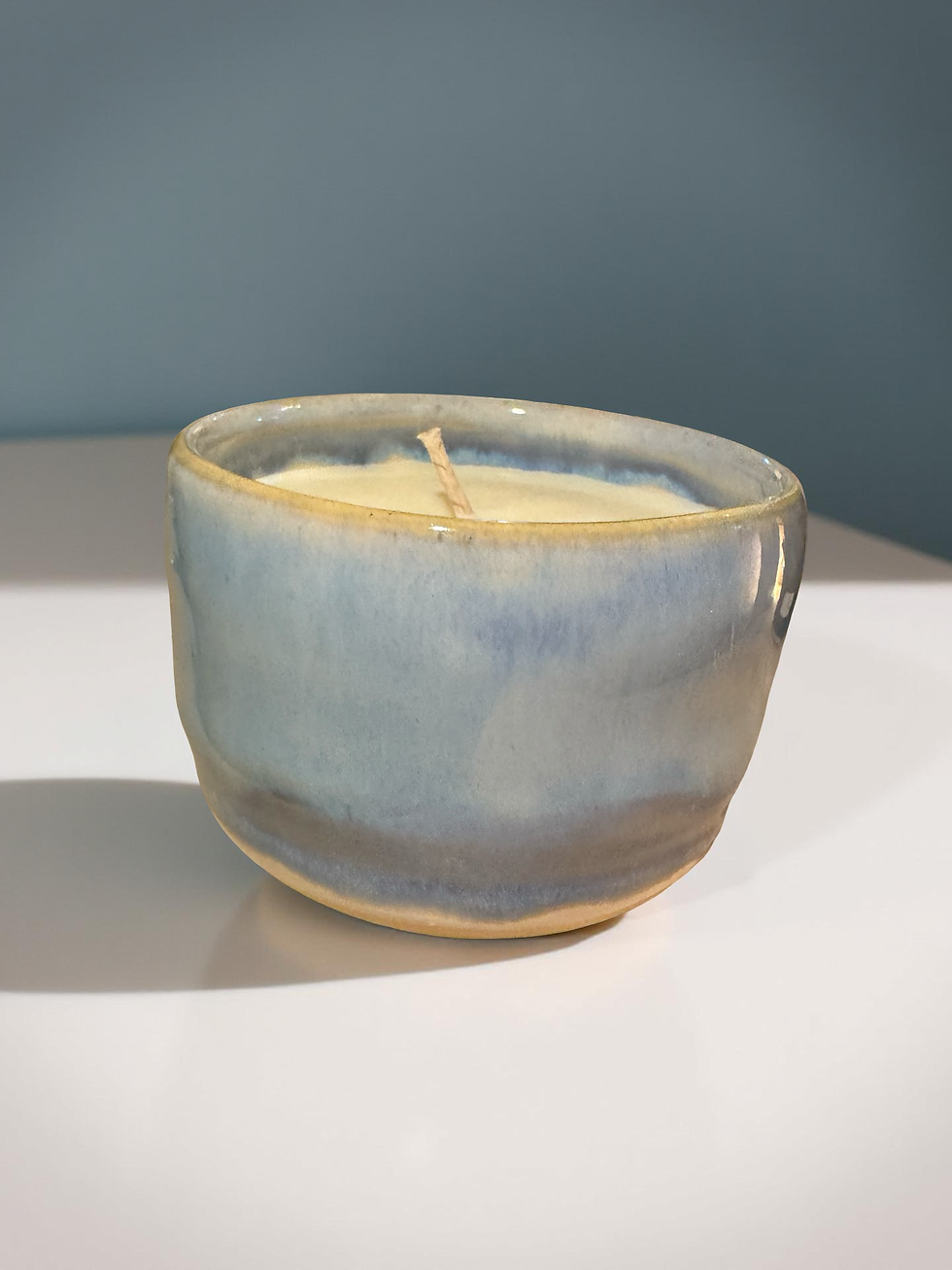 Summer Skies Glazed Pot / Soy Wax Candle (Lemongrass & Ginger)