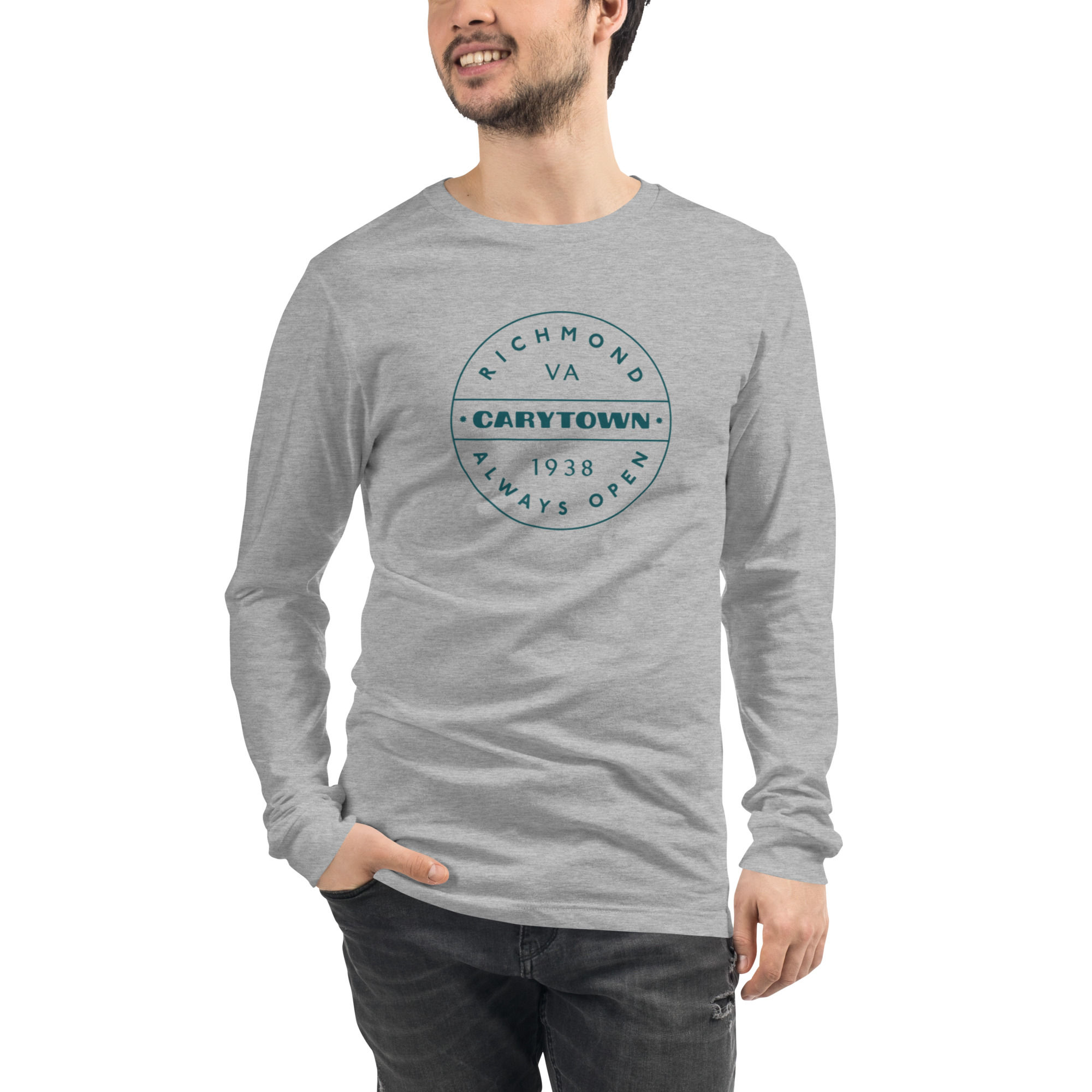 Carytown Teal Stamp on Long Sleeve