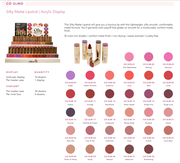Thumbnail: CO-SLM-# SILKY MATTE LIPSTICK 6PCS (REFILL BOX) #31-#32