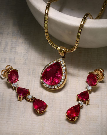 Ruby Necklace and Earrings Lifestyle Photography