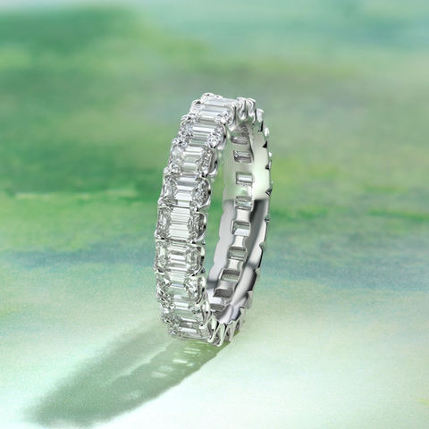 Lifestyle Photography of Baguette Diamond Bracelet on Green Background