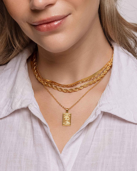 Jewelry Model Photography with a Gold Pendant Necklace