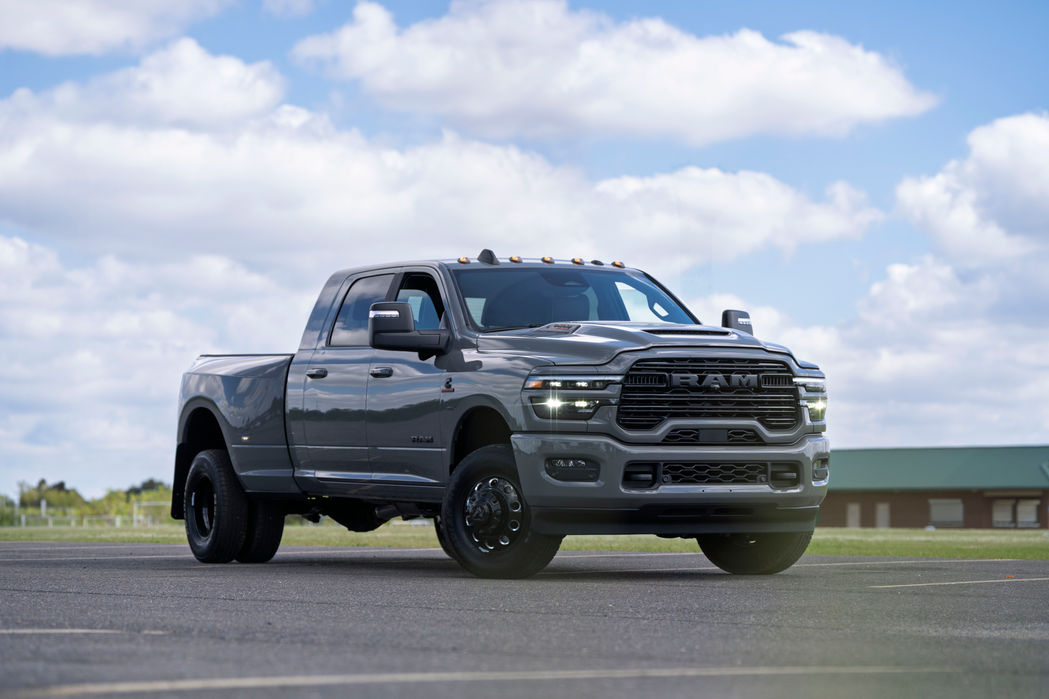 A RAM truck parked on location by the dealership during a custom photography shoot.