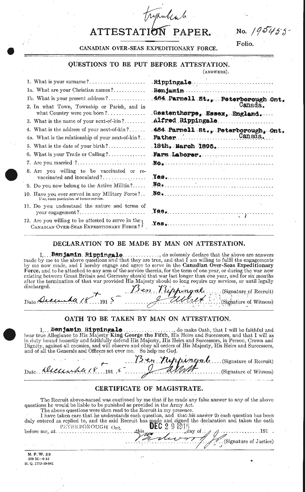 Benjamin- Attestation Page 1