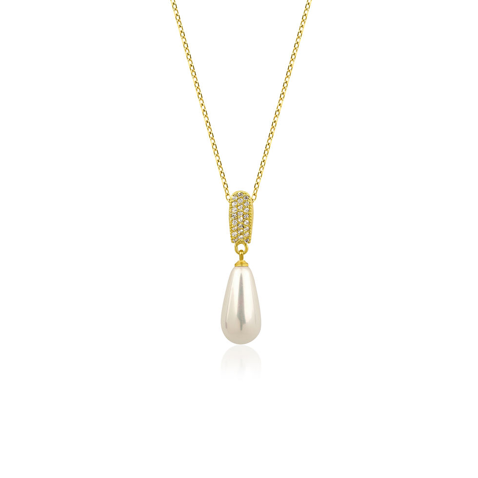 Cascade Pearl Yellow teardrop pendant on gyellow